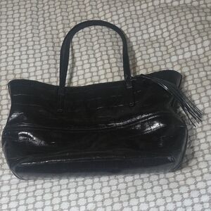 Antonio Melani Black Croc-Embossed  Bag